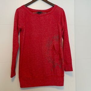Armani Exchange Red Tunic Length Pull Over Sweater Size Small